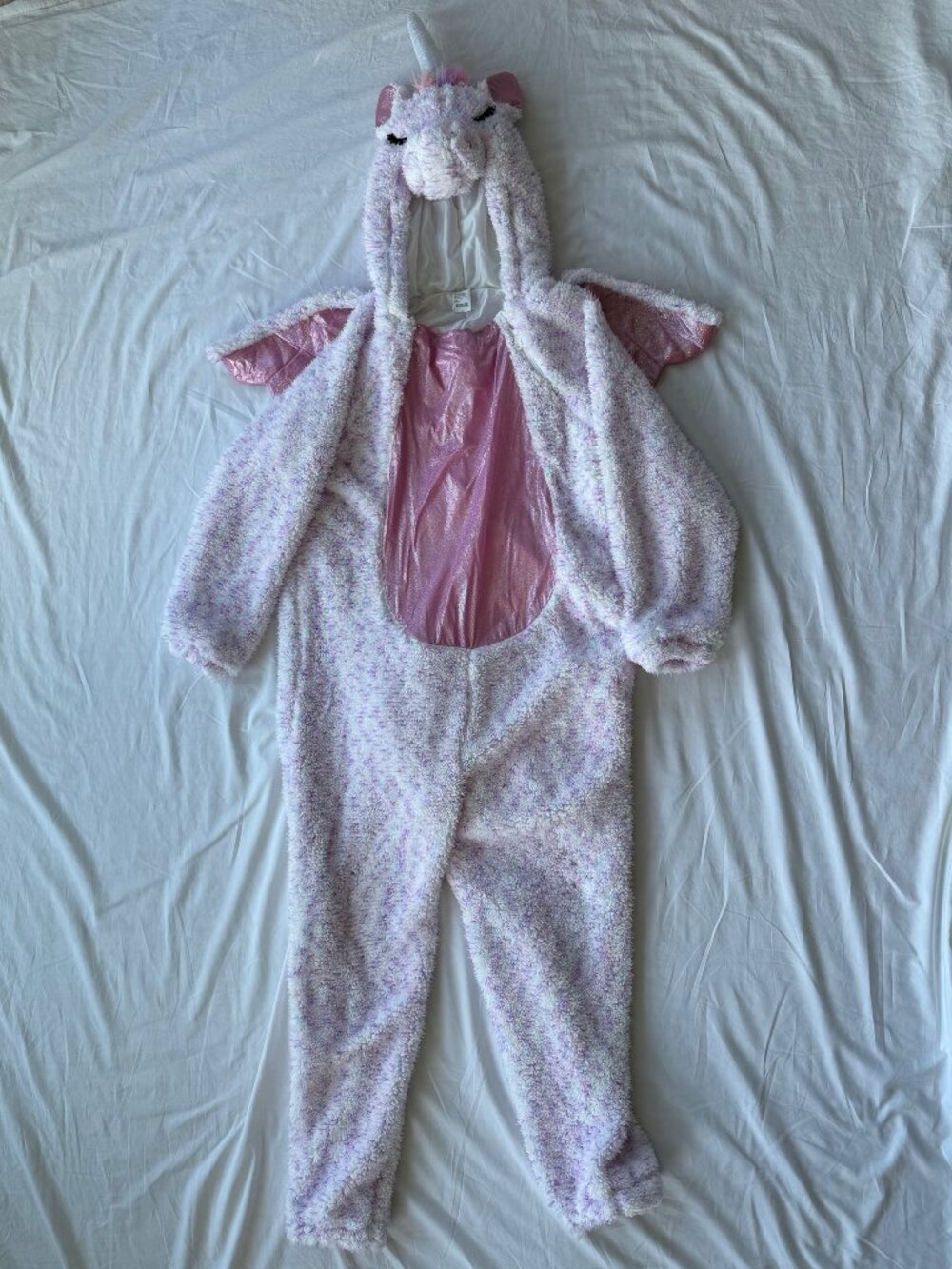 Hyde & EEK Adult Unicorn Plush Costume M Pink Wings Hooded Jumpsuit